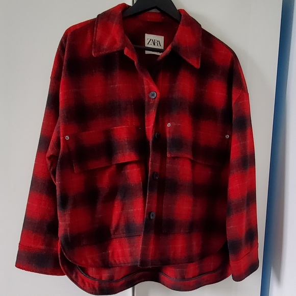 ZARA Plaid Shacket L - Picture 1 of 9